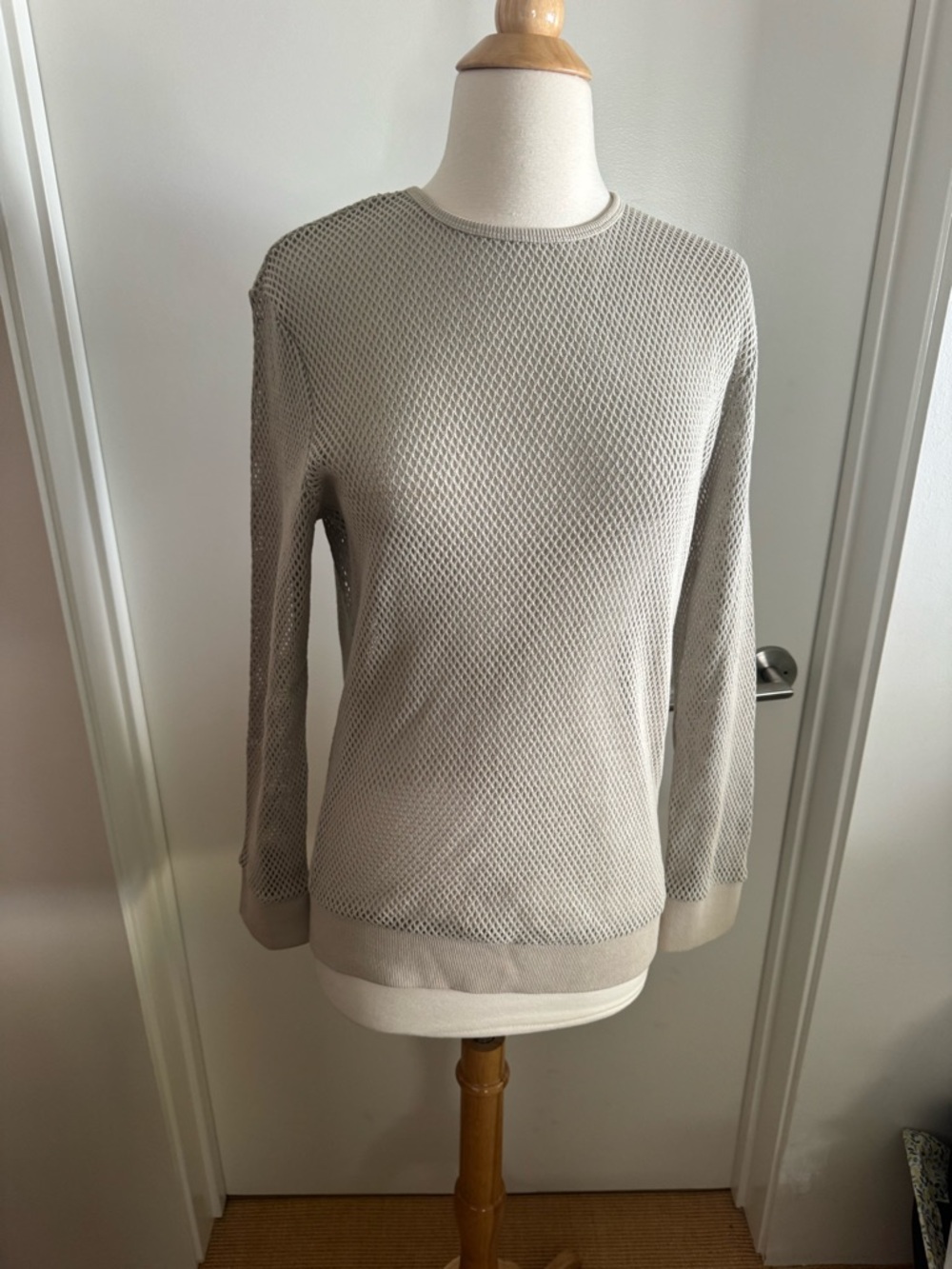 St. Agni Light Taupe Textured Crewneck Sweater